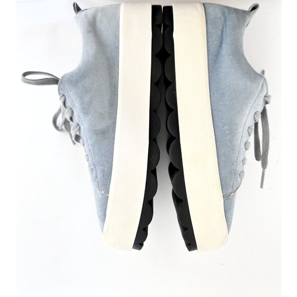 Zara Platform Sneakers Bamba Sky Blue Velvet Platform Shoes SZ 40 US 9 - Picture 3 of 9